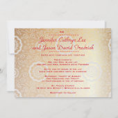 Modern Dragon-Phoenix Chinese Wedding Gold Red Kaart (Achterkant)