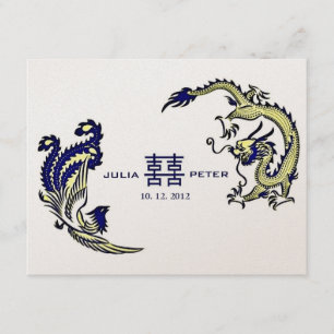 Modern Dragon-Phoenix Chinese Wedding Invitation Kaart