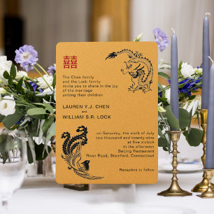 Modern Dragon-Phoenix Chinese Wedding Invitation Kaart