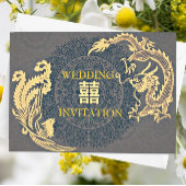 Modern Dragon-Phoenix Chinese Wedding Invitation Kaart
