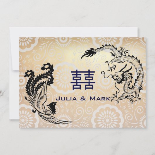 Modern Dragon-Phoenix Chinese Wedding Invitation Kaart (Voorkant)