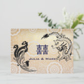 Modern Dragon-Phoenix Chinese Wedding Invitation Kaart (Staand voorkant)