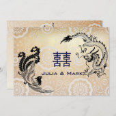 Modern Dragon-Phoenix Chinese Wedding Invitation Kaart (Voorkant / Achterkant)