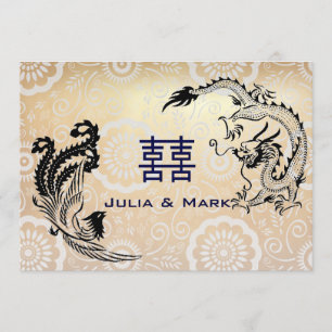 Modern Dragon-Phoenix Chinese Wedding Invitation Kaart