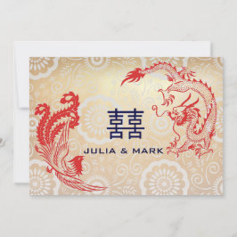 Modern Dragon-Phoenix Chinese Wedding Kaart