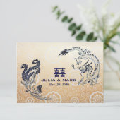 Modern Dragon-Phoenix Chinese Wedding RSVP (Staand voorkant)