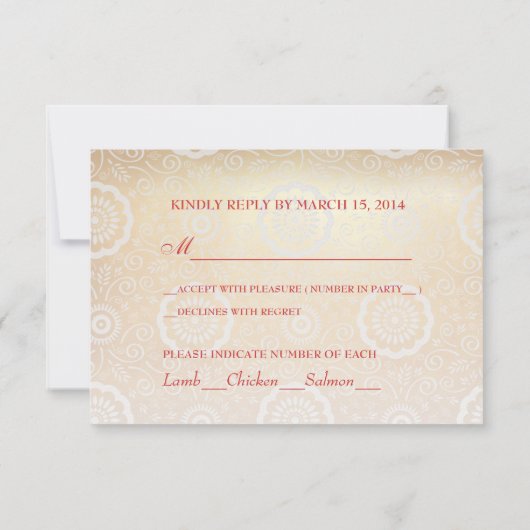 Modern Dragon-Phoenix Chinese Wedding RSVP Red (Achterkant)