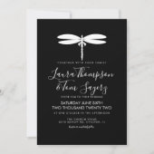 Modern Dragonfly Wedding Logo Black White Kaart (Voorkant)