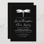 Modern Dragonfly Wedding Logo Black White Kaart (Voorkant / Achterkant)