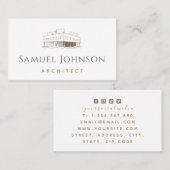 Modern Drawn Brown Building Architecture Architect Visitekaartje (Voorkant / Achterkant)