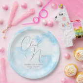 Modern Dreamy Pastel Blue Cloud Nine Vrijgezellenf Papieren Bordje (Feest)