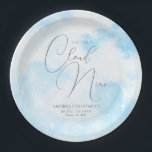 Modern Dreamy Pastel Blue Cloud Nine Vrijgezellenf Papieren Bordje<br><div class="desc">Modern Dreamy Pastel Blue Cloud Negen Vrijgezellenfeest papier Borden</div>