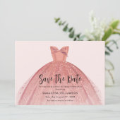 Modern Dress Sweet 16 Script Verjaardag Save The Date (Staand voorkant)