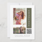 Modern Drie Foto Afstuderen QR Code ID1099 Kaart (Voorkant)