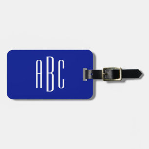 Modern drie letter monogram koninklijk blauw bagagelabel