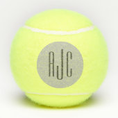 Modern drie letter monogram zwart grijs tennisballen (Achterkant)