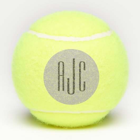 Modern drie letter monogram zwart grijs tennisballen (Achterkant)