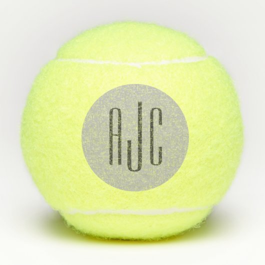 Modern drie letter monogram zwart grijs tennisballen (Voorkant)