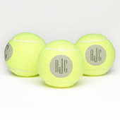 Modern drie letter monogram zwart grijs tennisballen (Multi)