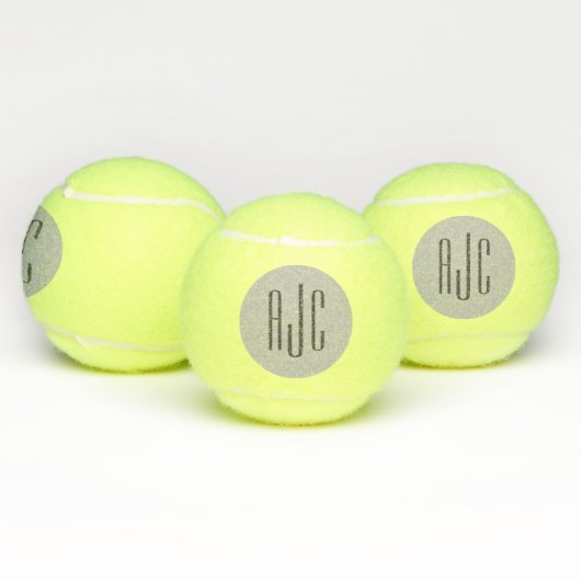 Modern drie letter monogram zwart grijs tennisballen (Multi)