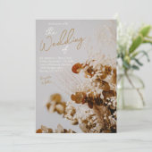 Modern Dried Floral Boho Rustic Wedding Uitnodigin Kaart (Staand voorkant)