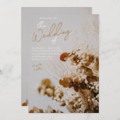 Modern Dried Floral Boho Rustic Wedding Uitnodigin Kaart (Voorkant / Achterkant)