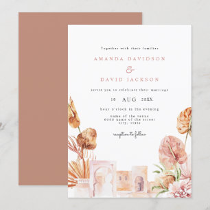 Modern Dried Leaves Desert Western Boho Wedding Kaart