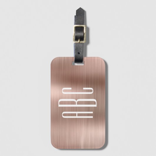 Modern drieletterig gemonogram Roos goudfolie Bagagelabel (Voorkant (verticaal))