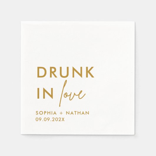 Modern Drink in liefde gepersonaliseerde bruiloft Servet (Voorkant)