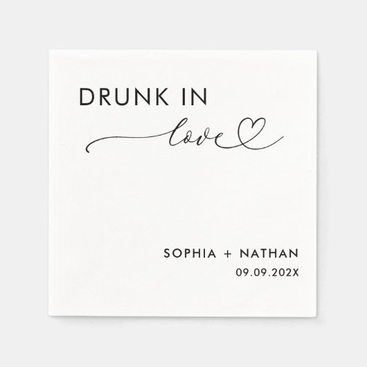 Modern Drink in liefde gepersonaliseerde bruiloft Servet (Voorkant)