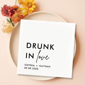 Modern Drink in liefde gepersonaliseerde bruiloft Servet