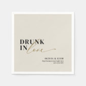 Modern Drink in Love Beige Taupe Wedding Servet (Voorkant)