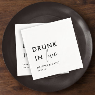 Modern Drink in Love Personalized Wedding Napkins Servet