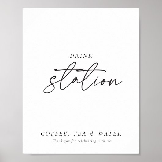 Modern Drink Station Sign Vrijgezellenfeest Poster (Voorkant)