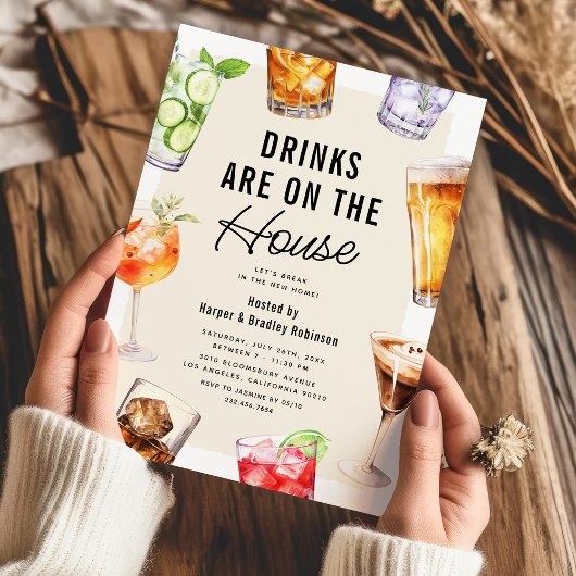 Modern Drinks Housewarming Party Kaart