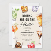 Modern Drinks Housewarming Party Kaart (Voorkant)