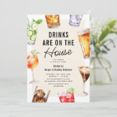 Modern Drinks Housewarming Party Kaart (Staand voorkant)