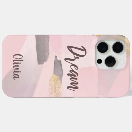 Modern droomroze en grijs abstract ontwerp Case-Mate iPhone case (Achterkant (horizontaal))