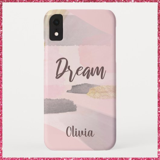 Modern droomroze en grijs abstract ontwerp Case-Mate iPhone case