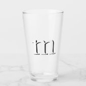 Modern Drop Shadow Monogram Initiaal Beer Glas (Voorkant)