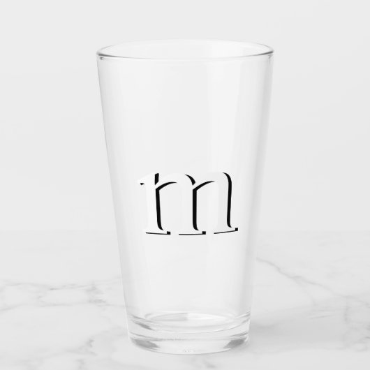 Modern Drop Shadow Monogram Initiaal Beer Glas (Voorkant)