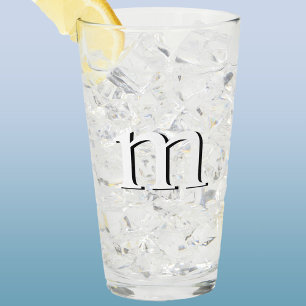 Modern Drop Shadow Monogram Initiaal Onderste Hoes Glas