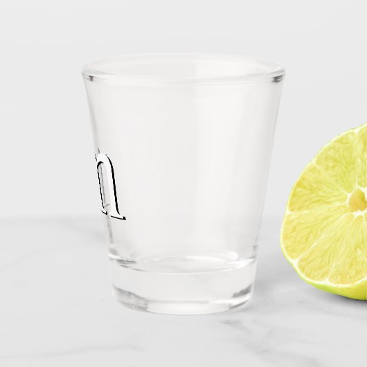 Modern Drop Shadow Monogram Initiaal Onderste Hoes Shot Glas (Rechts)