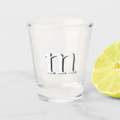 Modern Drop Shadow Monogram Initiaal Onderste Hoes Shot Glas (Voorkant)