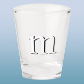 Modern Drop Shadow Monogram Initiaal Onderste Hoes Shot Glas