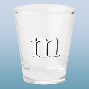 Modern Drop Shadow Monogram Initiaal Onderste Hoes Shot Glas