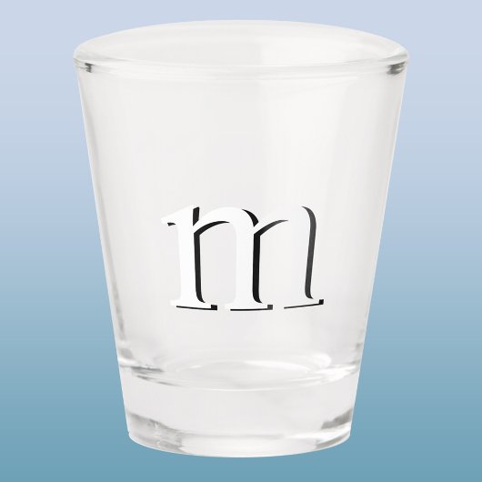 Modern Drop Shadow Monogram Initiaal Onderste Hoes Shot Glas
