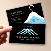 Modern Dry Cleaning Laundry Hanger Black & Blue Visitekaartje