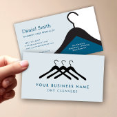 Modern Dry Cleaning Laundry Hanger Blue & White Visitekaartje