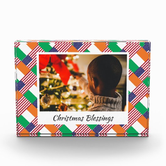 Modern DUAL IERS AMERIKAANS Kerstmis Keepsake Fotoblokken (Voorkant)